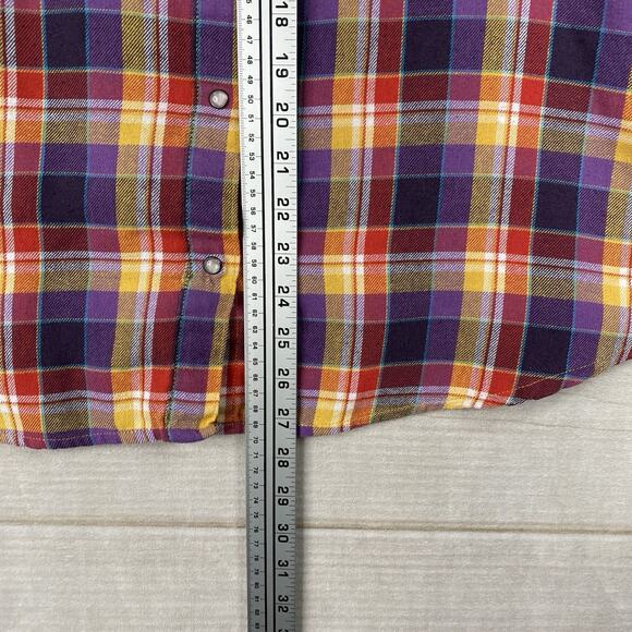 Wrangler Pearl Snap Shirt Womens XL Multi Color Plaid Flannel Western Cowgirl - Picture 7 of 9